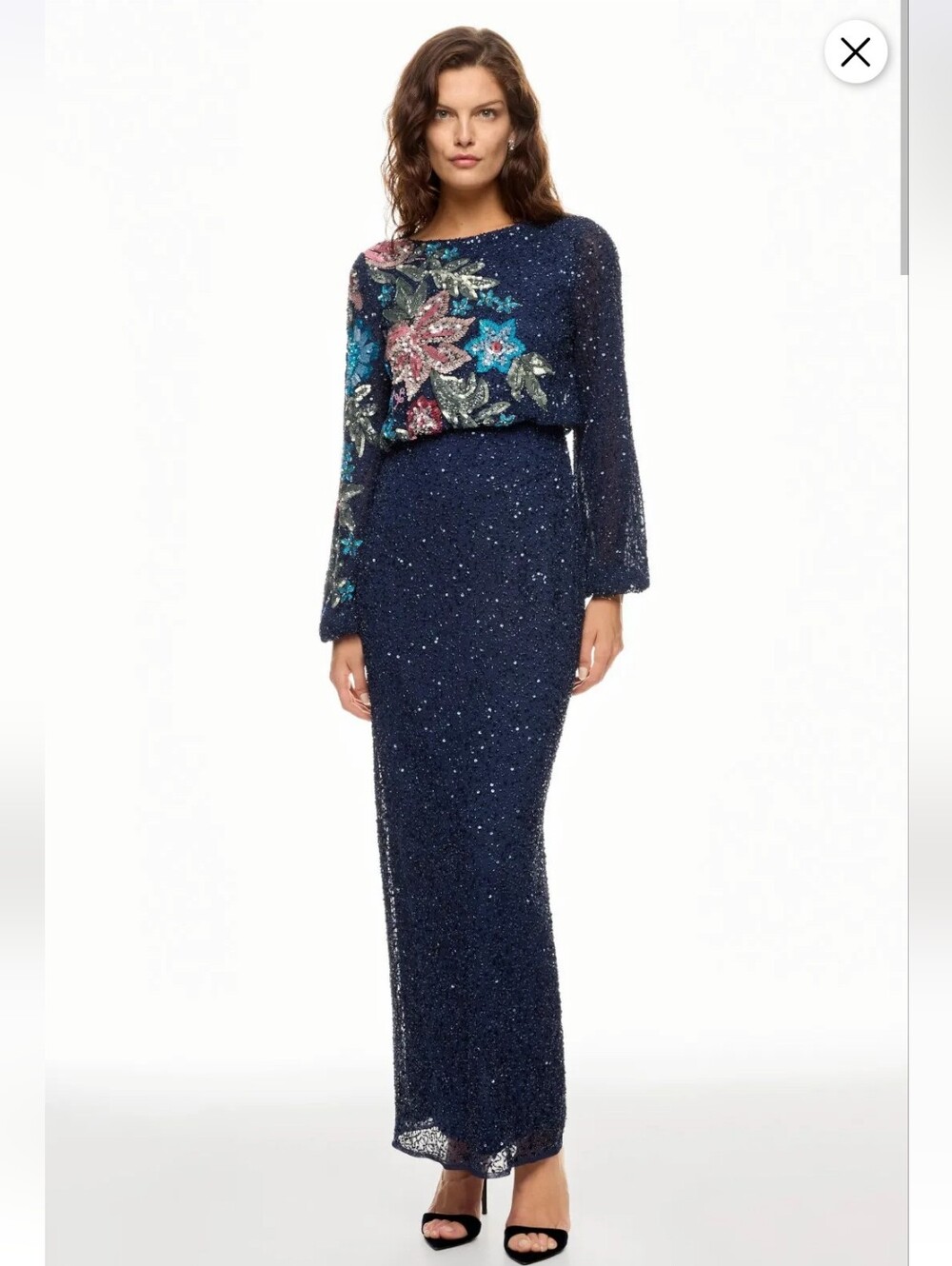 LEENA FOR MAC DUGGAL EMBELLISHED FLORAL HIGH NECK GOWN SIZE 2 MSRP $595